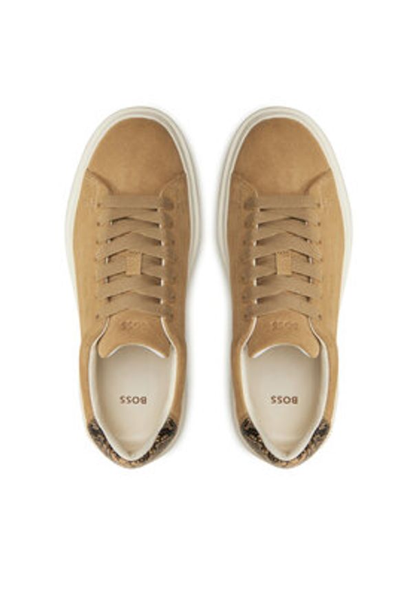 BOSS Sneakersy Amber Tenn 50536263 Beżowy. Kolor: beżowy. Materiał: skóra, zamsz