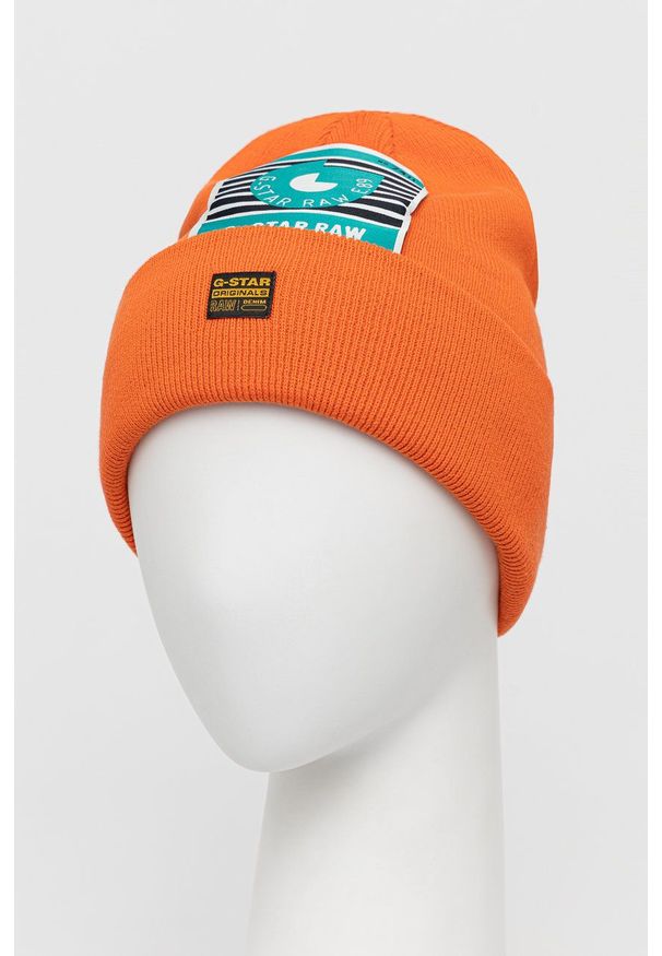 G-Star RAW - G-Star Raw czapka bawełniana kolor pomarańczowy bawełniana. Kolor: pomarańczowy. Materiał: bawełna