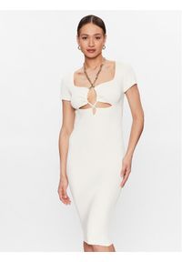 Pinko Sukienka dzianinowa 101173 A0TU Biały Regular Fit. Kolor: biały. Materiał: wiskoza