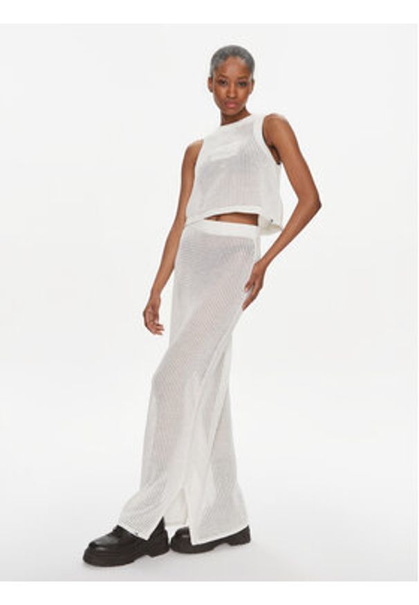 Tommy Jeans Spódnica maxi Open Stitch DW0DW17878 Écru Regular Fit. Materiał: bawełna
