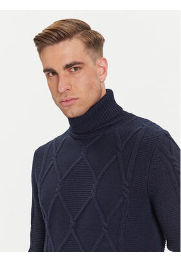 JOOP! Golf 17 JK-17Liono 30047360 Granatowy Modern Fit. Typ kołnierza: golf. Kolor: niebieski. Materiał: wełna