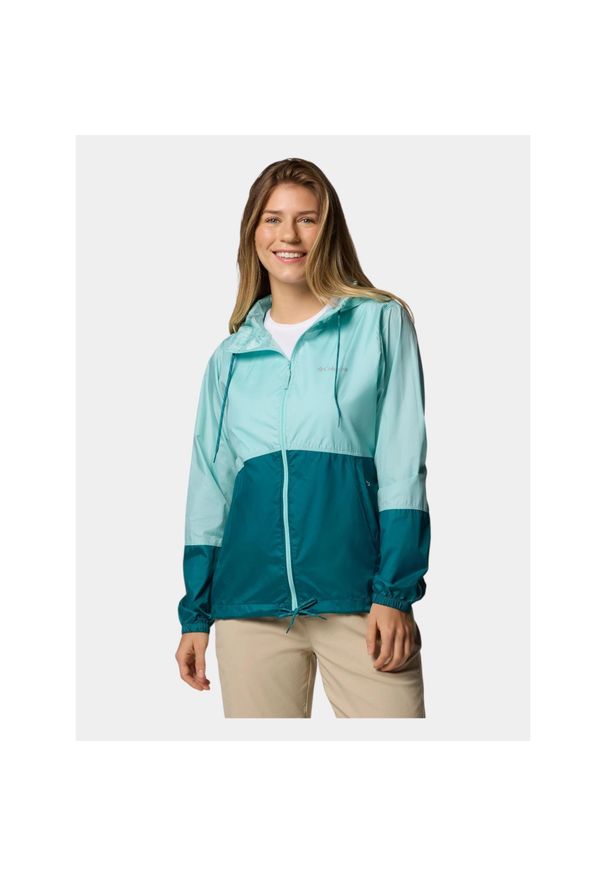 columbia - Kurtka przeciwwiatrowa damska Columbia Flash Forward II Windbreaker. Kolor: niebieski, zielony. Materiał: softshell. Sport: turystyka piesza