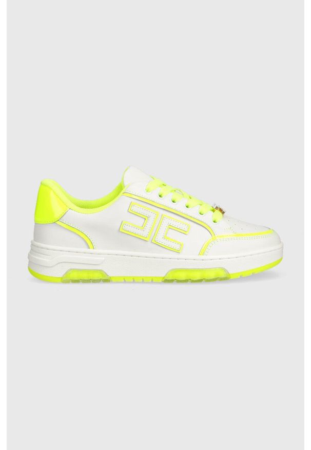 Elisabetta Franchi sneakersy skórzane kolor biały SA60G36E2. Nosek buta: okrągły. Kolor: biały. Materiał: skóra