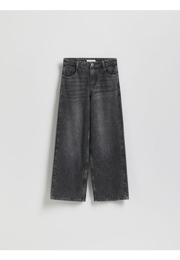 Reserved - Jeansy wide leg - szary. Kolor: szary