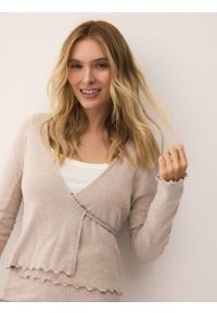 Reserved - Kopertowa bluzka - beżowy. Kolor: beżowy. Materiał: dzianina, bawełna #1