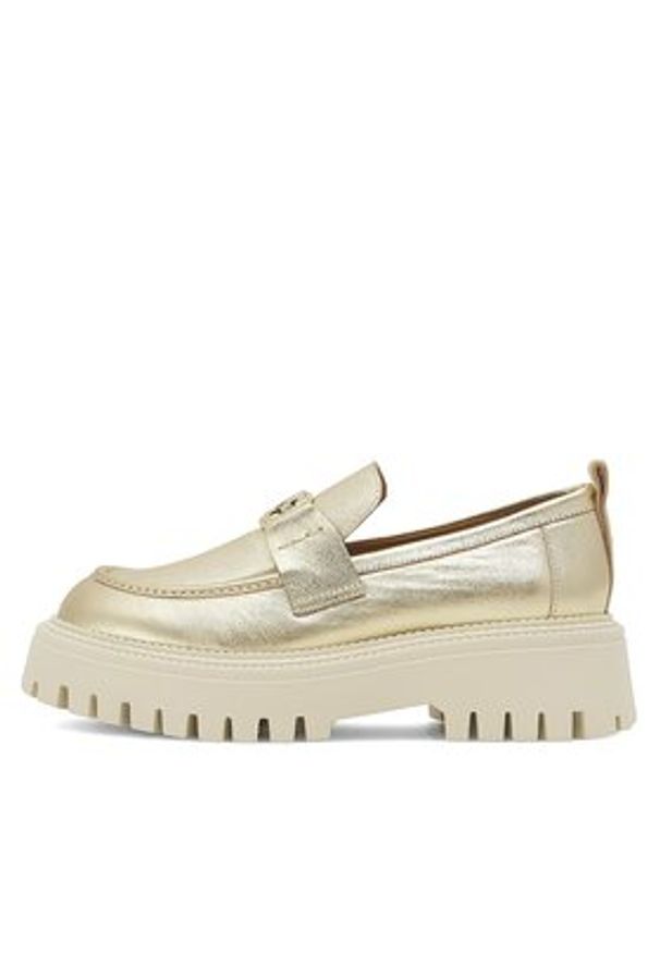 Eva Minge Loafersy SARAH-8049 Złoty. Kolor: złoty. Materiał: skóra