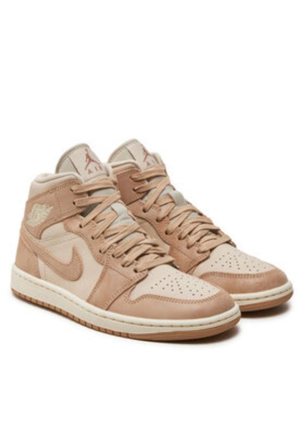 Nike Sneakersy Air Jordan 1 Mid Se FJ3448 200 Écru. Materiał: skóra. Model: Nike Air Jordan