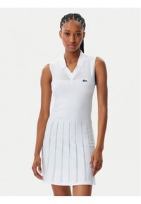 Lacoste Sukienka tenisowa EF0615 Biały Slim Fit. Kolor: biały. Materiał: syntetyk. Sport: tenis #1