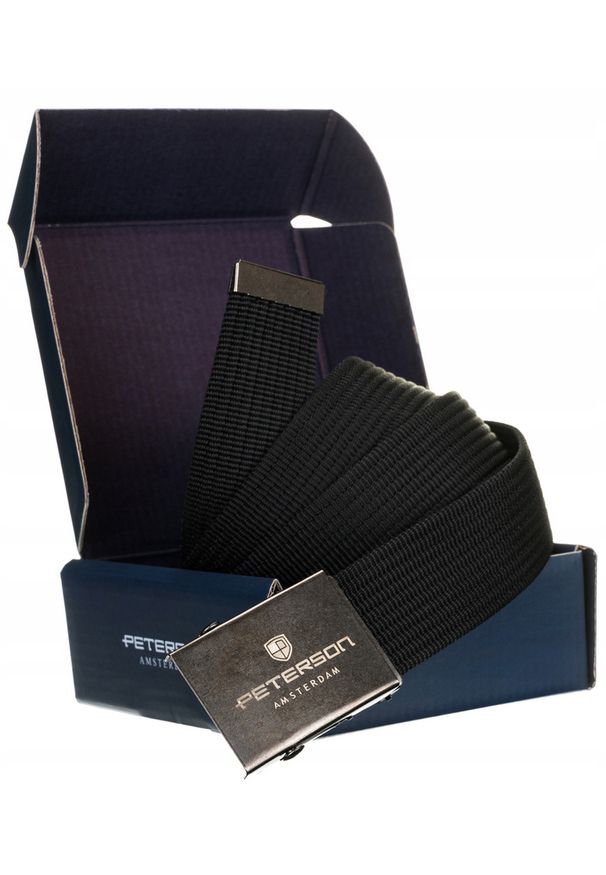 Pasek parciany Peterson PTN OLD SILVER-BLACK czarny. Kolor: czarny. Wzór: aplikacja. Styl: casual