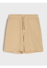 Sinsay - Luźne muślinowe szorty z kieszeniami - beżowy. Kolor: beżowy #1