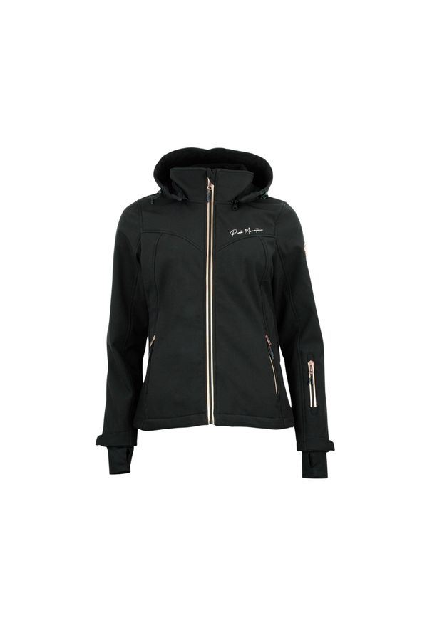 PEAK MOUNTAIN - Kurtka damska Peak Mountain Softshell Amaleoff. Typ kołnierza: kołnierzyk stójkowy. Kolor: czarny, różowy, wielokolorowy. Materiał: softshell. Sport: turystyka piesza