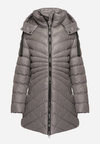 Born2be - Ciemnoszara Pikowana Kurtka Zimowa o Dłuższym Fasonie z Kapturem Sialdra. Okazja: na co dzień, do pracy, na spacer. Typ kołnierza: kaptur. Kolor: szary. Długość: długie. Sezon: zima. Styl: casual, elegancki #7