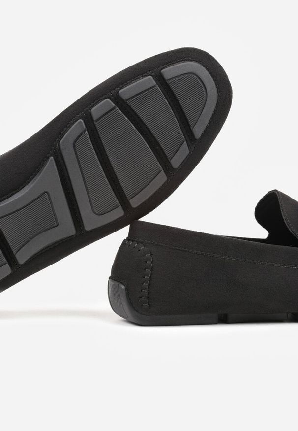 Born2be - Czarne Półbuty Mokasyny z Imitacji Zamszu Sewelka. Okazja: na co dzień. Kolor: czarny. Materiał: zamsz. Styl: klasyczny, casual, elegancki