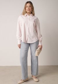 Born2be - Różowa Koszula z Bawełną w Paski Ozdobiona Haftem Sercem Sewriva. Okazja: na co dzień. Typ kołnierza: kołnierzyk klasyczny. Kolor: różowy. Materiał: bawełna. Wzór: aplikacja, haft, paski. Styl: casual, klasyczny #5