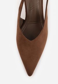 Born2be - Ciemnobrązowe Czółenka VICES na Klepsydrowej Szpilce z Odkrytą Piętą Azisera. Kolor: brązowy. Materiał: jeans. Styl: elegancki #5