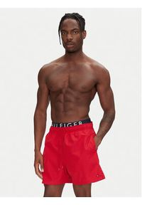 TOMMY HILFIGER - Tommy Hilfiger Szorty kąpielowe UM0UM03489 Czerwony Regular Fit. Kolor: czerwony. Materiał: syntetyk #4