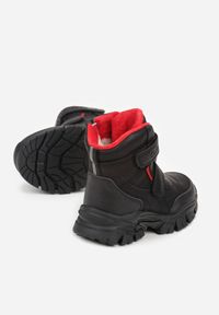 Born2be - Czarno-Czerwone Śniegowce Sportowe na Rzepy Mocno Ocieplone Idimara. Okazja: na co dzień. Zapięcie: rzepy. Kolor: czarny. Materiał: jeans, dresówka. Sezon: zima. Styl: sportowy #4