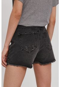 Haily's Szorty jeansowe damskie kolor szary gładkie high waist. Okazja: na co dzień. Stan: podwyższony. Kolor: szary. Materiał: jeans. Wzór: gładki. Styl: casual #2