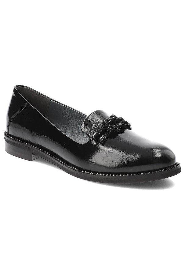 Czarne Mokasyny Armodo Modne Buty Damskie. Okazja: na co dzień, na spotkanie biznesowe, do pracy. Kolor: czarny. Materiał: skóra. Obcas: na obcasie. Styl: casual, klasyczny, elegancki, biznesowy. Wysokość obcasa: średni
