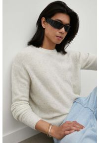 AMERICAN VINTAGE - American Vintage sweter wełniany męski kolor szary lekki. Kolor: szary. Materiał: wełna. Wzór: gładki. Styl: vintage #1