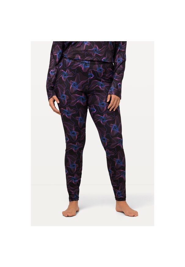 ULLA POPKEN - Damskie Legginsy funkcyjne fale szybkoschnęce. Kolekcja: plus size. Kolor: czarny. Materiał: elastan, poliester, materiał