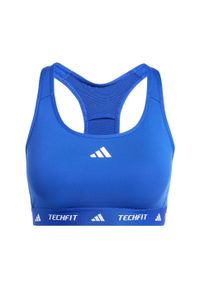 Adidas - Biustonosz Techfit Medium-Support. Kolor: niebieski. Materiał: materiał. Technologia: Techfit (Adidas)