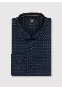 Pako Lorente - PAKO LORENTE – Granatowa koszula męska mikrowzór. Kolor: niebieski. Materiał: bawełna, elastan. Długość rękawa: długi rękaw. Długość: długie. Sezon: wiosna, lato #5