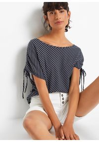 bonprix - T-shirt z miękkiej wiskozy. Kolor: niebieski. Materiał: wiskoza. Wzór: paski #1