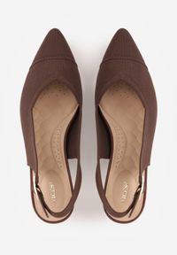 Renee - Brązowe Czółenka Slingback VICES z Tkaniny na Niskim Obcasie z Wkładką Soft-Pillow Orinysha. Okazja: na co dzień, do pracy, na spotkanie biznesowe. Nosek buta: szpiczasty. Zapięcie: pasek. Kolor: brązowy. Szerokość cholewki: normalna. Materiał: tkanina. Obcas: na obcasie. Styl: casual, biznesowy, elegancki. Wysokość obcasa: niski #2