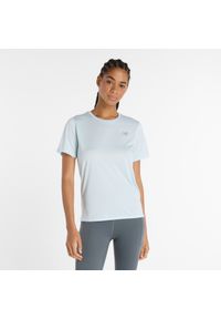 Koszulka damska New Balance WT41222FRL – niebieska. Kolor: niebieski. Materiał: poliester, materiał. Sport: fitness