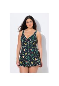 ULLA POPKEN - Damski Strój kąpielowy miękkie miseczki z fiszbinami ramiączka z regulacją. Kolekcja: plus size. Kolor: czarny. Materiał: elastan, poliamid, materiał