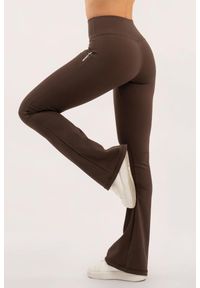 GYM GLAMOUR - Spodnie fitness damskie Gym Glamour dzwony. Kolor: brązowy. Sport: fitness