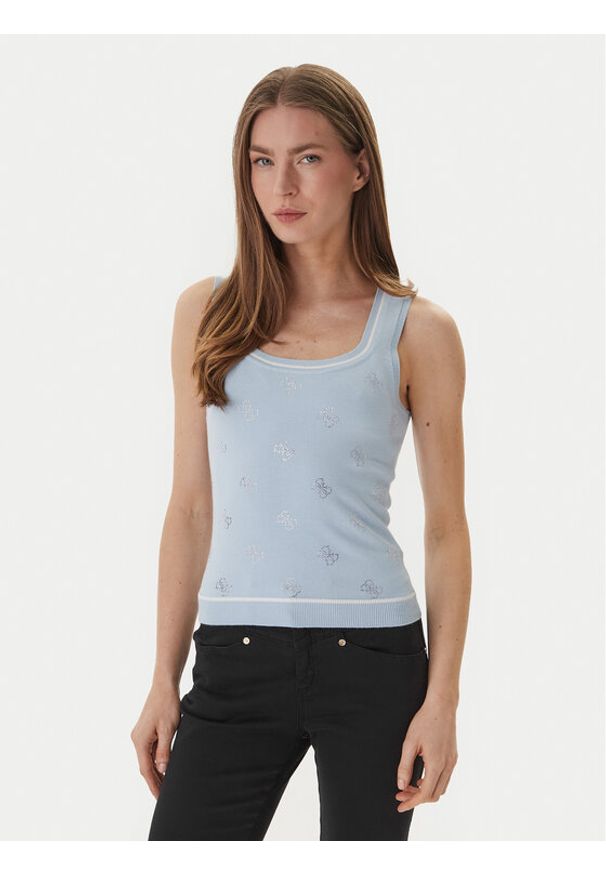 Guess Sweter W6GR17 Z0604 Błękitny Regular Fit. Kolor: niebieski. Materiał: wiskoza