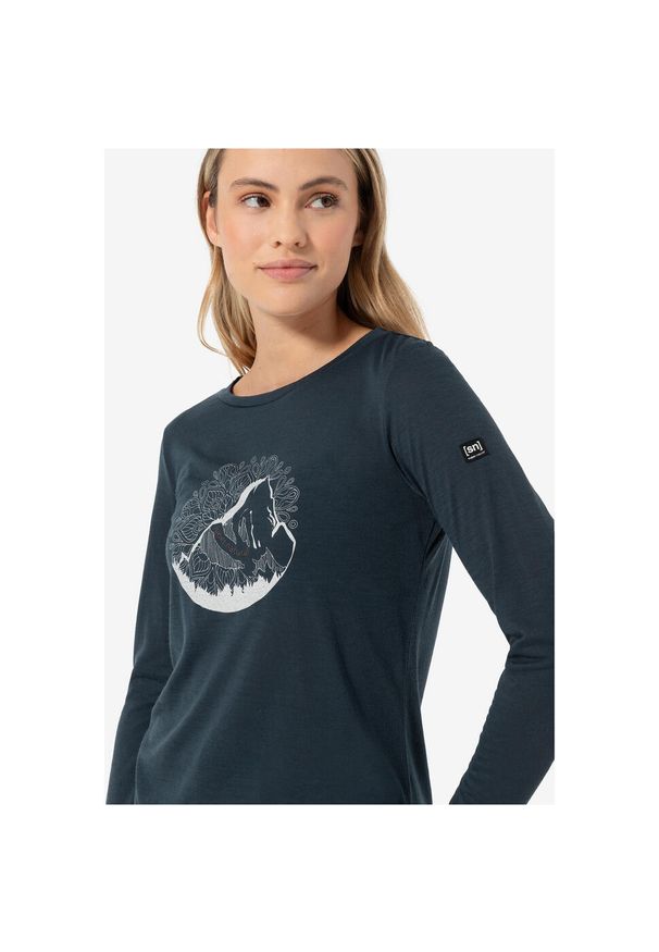 Koszulka z długim rękawem damska SUPER.NATURAL W Mountain Mandala Tree. Kolor: niebieski. Długość rękawa: długi rękaw. Długość: długie