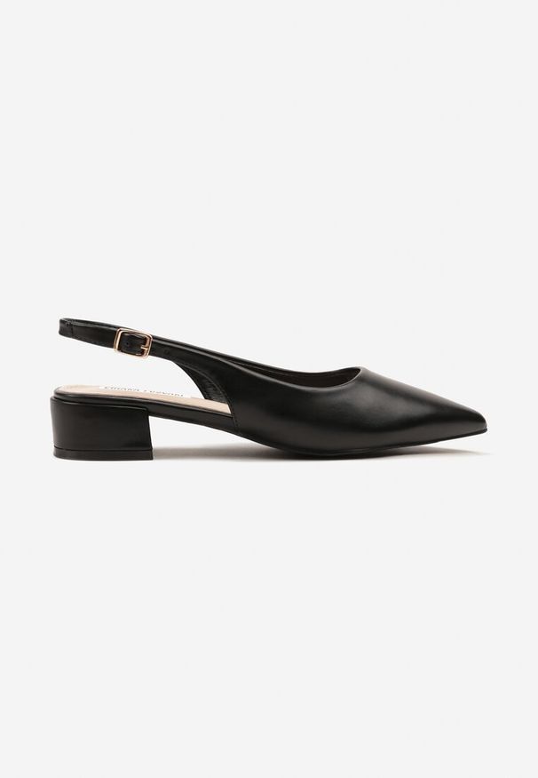 Renee - Czarne Sandały na Słupku Typu Slingback Odavine. Okazja: na spotkanie biznesowe. Zapięcie: sprzączka. Kolor: czarny. Sezon: lato. Obcas: na słupku. Styl: biznesowy, elegancki. Wysokość obcasa: średni