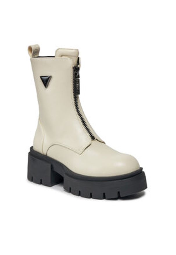 Guess Botki Leila FL8LEL ELE10 Écru. Materiał: skóra
