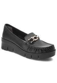Czarne Półbuty Armodo Stylowe Obuwie Damskie. Kolor: czarny. Materiał: skóra. Styl: elegancki