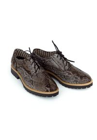 Zapato - półbuty - skóra naturalna - model 258 - kolor wąż (40). Nosek buta: okrągły. Zapięcie: sznurówki. Materiał: skóra. Wzór: kolorowy. Sezon: lato. Obcas: na obcasie. Styl: klasyczny, elegancki. Wysokość obcasa: niski #3