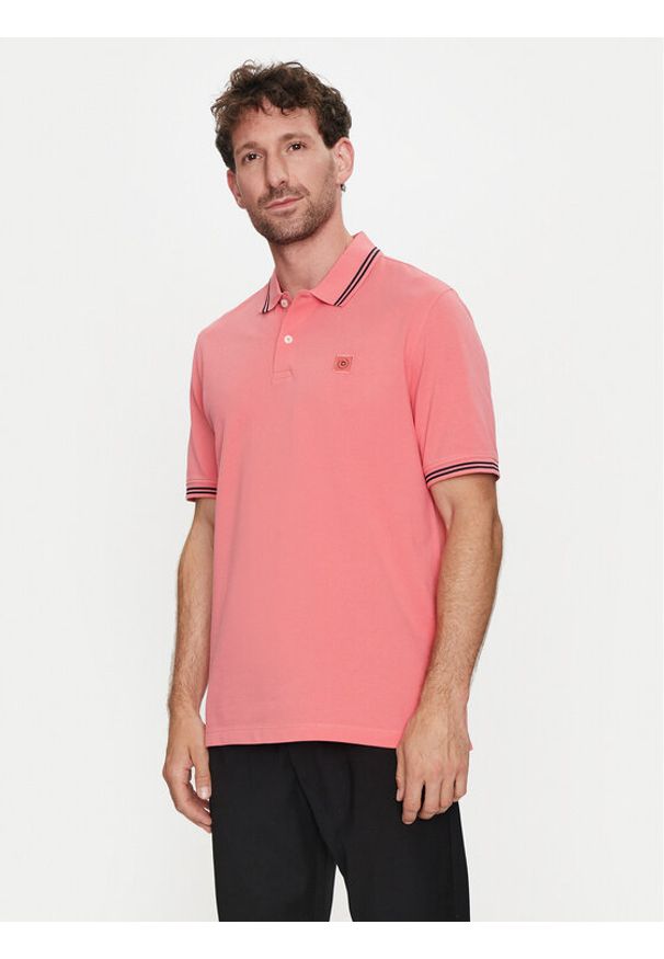 Bugatti Polo 8150 55001A Różowy Slim Fit. Typ kołnierza: polo. Kolor: różowy. Materiał: bawełna