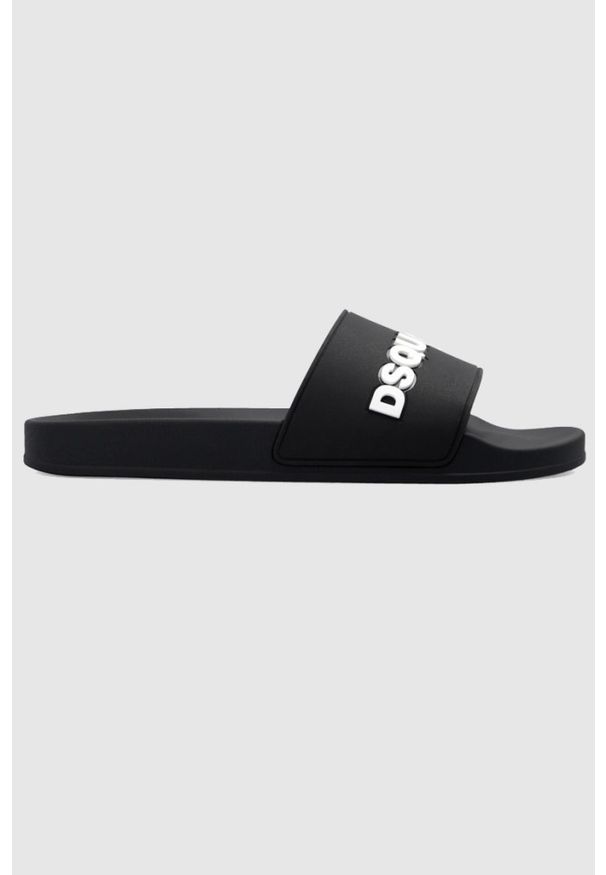 DSQUARED2 Czarne klapki męskie z logo, Rozmiar 42. Kolor: czarny. Wzór: nadruk