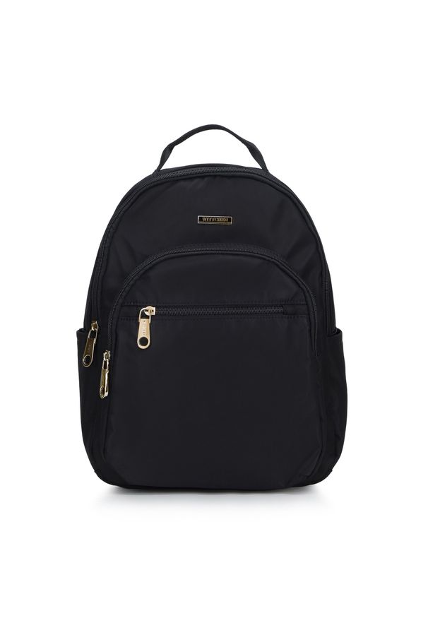 Wittchen - Damski plecak nylonowy z kieszeniami bocznymi. Kolor: wielokolorowy, czarny, złoty. Materiał: nylon. Styl: elegancki