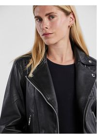 YAS Kurtka skórzana 26031785 Czarny Regular Fit. Kolor: czarny. Materiał: skóra