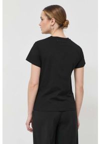 Patrizia Pepe t-shirt bawełniany kolor czarny. Okazja: na co dzień. Kolor: czarny. Materiał: bawełna. Długość rękawa: krótki rękaw. Długość: krótkie. Wzór: aplikacja. Styl: casual #2