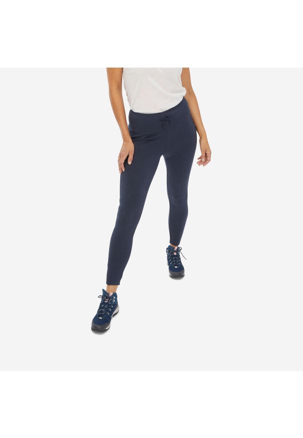quechua - Legginsy turystyczne damskie Quechua NH100. Stan: podwyższony. Kolor: niebieski. Materiał: materiał, elastan, poliester, lyocell. Sport: turystyka piesza