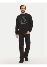 Karl Lagerfeld - KARL LAGERFELD Bluza 705176 551900 Czarny Regular Fit. Typ kołnierza: dekolt w karo. Kolor: czarny. Materiał: bawełna #3