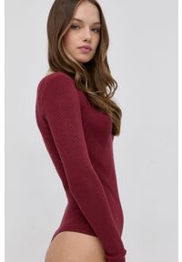 Guess Sweter damski kolor czerwony. Kolor: czerwony. Materiał: dzianina. Długość rękawa: długi rękaw. Długość: długie #4