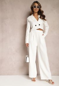 Renee - Białe Szerokie Spodnie w Eleganckim Stylu Hanessame. Kolor: biały. Styl: elegancki #5
