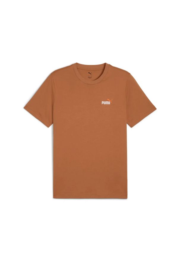 Koszulka na co dzień Męska Puma T-Shirt Bawełniana Sportowa. Kolor: brązowy. Materiał: bawełna. Wzór: haft. Sport: bieganie