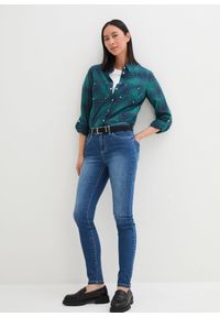 bonprix - Bluzka koszulowa w kratę z czystej bawełny. Kolor: niebieski. Materiał: bawełna #3