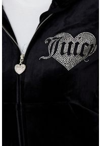 Juicy Couture - JUICY COUTURE Czarna bluza Heart Diamante. Kolor: czarny. Materiał: poliester. Styl: elegancki #4